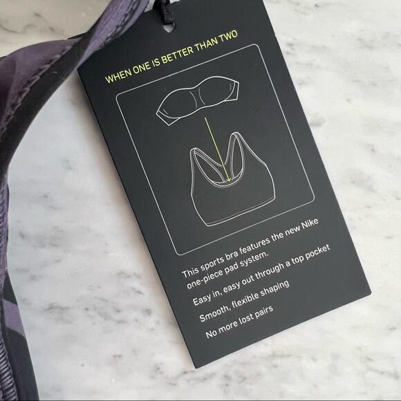 New Nike Swoosh Sports Bra Zebra Print Purple and Black sz XS - Picture 6 of 6